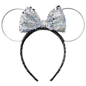 Disney Sequin Bow Headband Silver and black